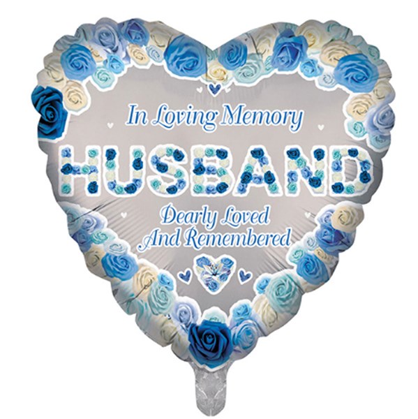 Husband Memorial 18" Heart Shaped Foil Balloon In A Box Uninflated or INFLATED