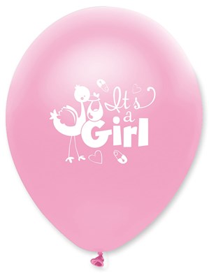 Pink Pearl It's A Girl 12" Latex Balloons 6pk