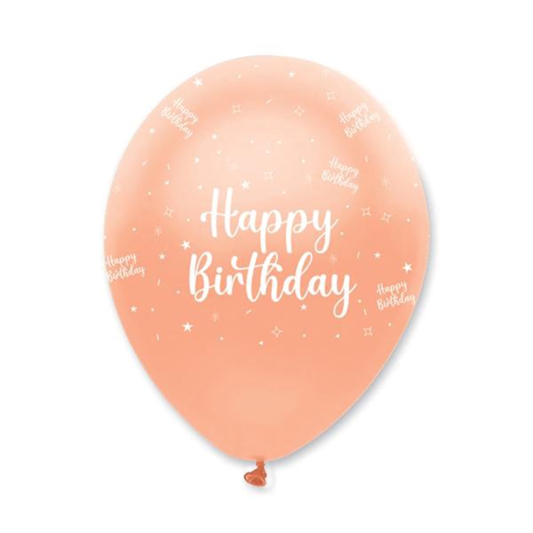 Rose Gold Happy Birthday 12" Latex Balloons 6pk