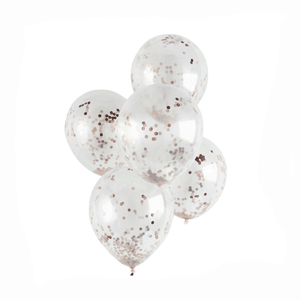 Confetti Balloon 5 x 30cm Clear Mint Pink White & silver qualatex 1st Birthday