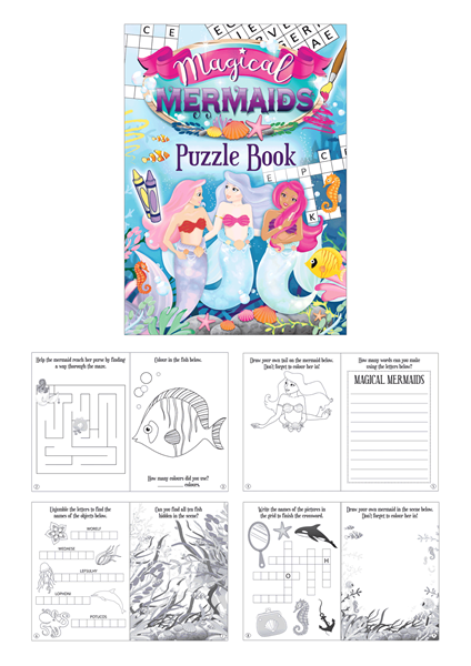 Mermaids Party Favour Puzzle Book 48pk