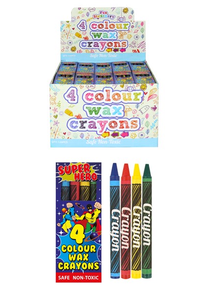 Super Hero Wax Crayons 4pk