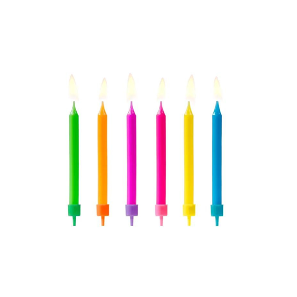 Colourful Birthday Flame Candles 6pk