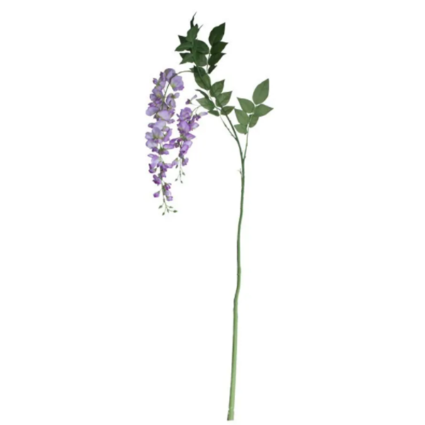 Large Lilac Wisteria Flower Spray With Leaves 1.2M