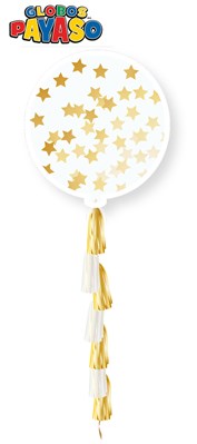 Gold Tassel Tail 3ft Star Confetti Latex Balloon Pack