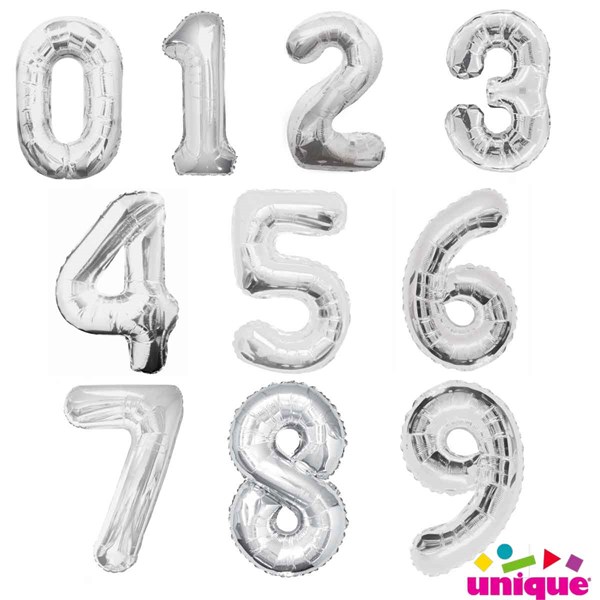 Unique Party Silver 34" Foil Number Balloons