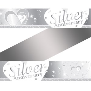 25th Silver Anniversary Wishes Foil Banner
