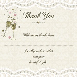 Lace & Champagne Wedding Thank You Cards & Envelopes 10pk