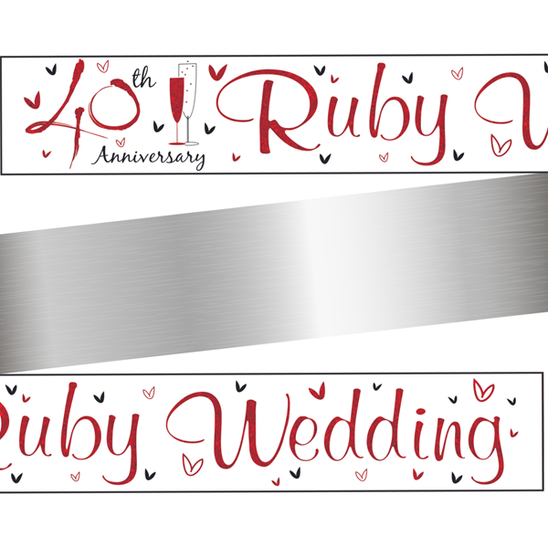 Ruby Wedding Anniversary Holographic Foil Banner 9ft