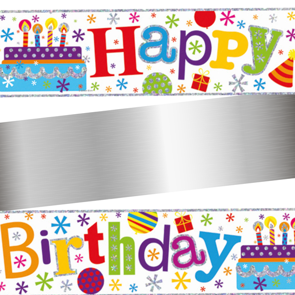 Happy Birthday Holographic Foil Banner 9ft