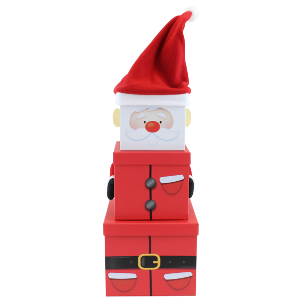 Christmas Santa XL Plush Stacker Gift Boxes 3pce