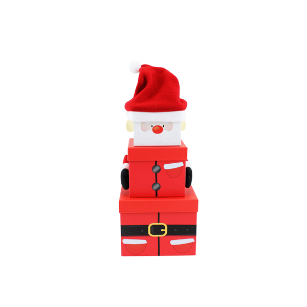 Christmas Santa Plush Stacker Gift Boxes 3pce