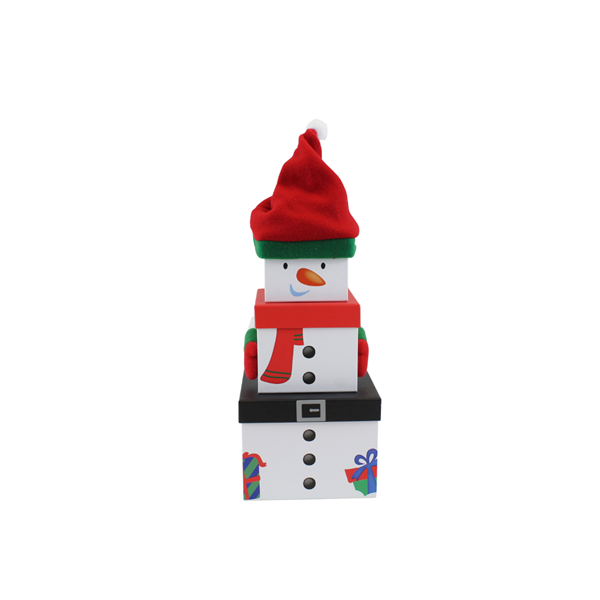 Christmas Snowman Plush Stacker Gift Boxes 3pce