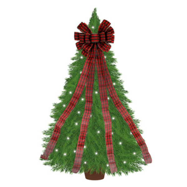 Luxury Tartan Christmas Bow Tree Topper Decoration
