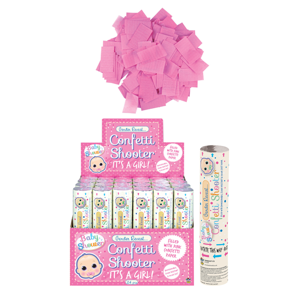 Gender Reveal 20cm Pink Confetti Shooter 24 Pack