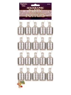 Silver Party Poppers 20pk