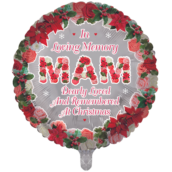 Christmas Mam Remembrance 18" Round Foil Balloon