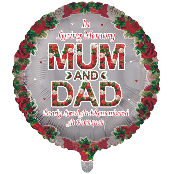 Christmas Mum & Dad Remembrance 18" Round Foil Balloon