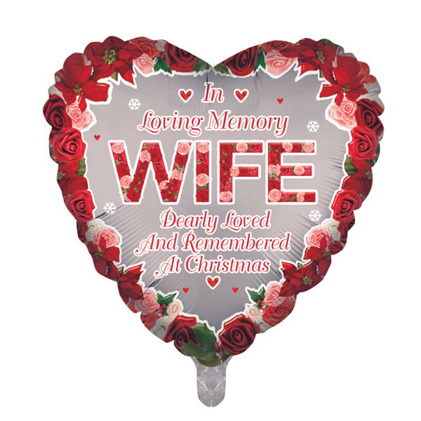 Christmas Wife Remembrance 18" Heart Foil Balloon
