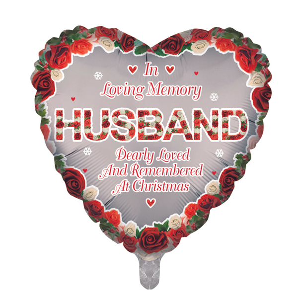 Christmas Husband Remembrance 18" Heart Foil Balloon
