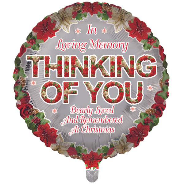 Christmas Thinking Of You Remembrance 18" Round Foil Balloon