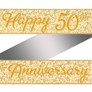 Golden 50th Anniversary Holographic Foil Banner
