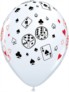 11" White Cards and Dice Casino Latex Balloons - 25pk