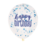 Glitz Happy Birthday Blue & Silver Confetti Balloons 6pk