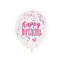 Glitz Happy Birthday Pink, Purple, Silver Confetti Balloons 6pk