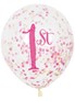 Pink & Gold 1st Birthday Latex Confetti Balloons 6pk