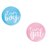 Team Boy or Girl Gender Reveal Buttons 10pk