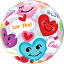 Valentine's Smiley Hearts 22" Bubble Balloon