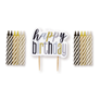 Black Glitz Happy Birthday Pick & 12 Candles