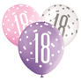 Pink, Purple, White Glitz 18th Birthday Latex Balloons 6pk