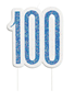 Blue Glitz 100th Birthday Candle
