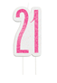 Pink Glitz 21st Birthday Glitter Candle