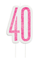 Pink Glitz 40th Birthday Glitter Candle