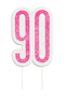 Pink Glitz 90th Birthday Glitter Candle