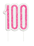 Pink Glitz 100th Birthday Glitter Candle