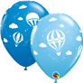 Asst. Blue Hot Air Balloon Clouds 11" Latex Balloons 25pk