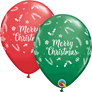 Merry Christmas Evergreen Red & Green 11" Latex Balloons 25pk