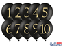 Pastel Black Wedding Table Number 12" Latex Balloons 10pk